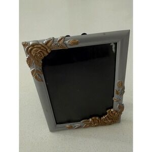 Vtg Weston Gallery Silver and Gold Rose Floral Cast Metal 3.5x5 Picture Frame